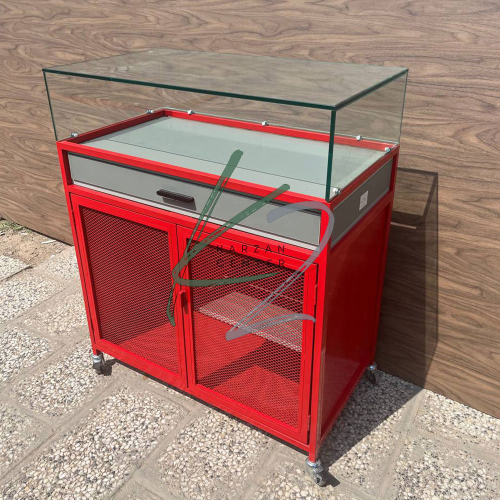 vitrin ویترین فلز شیشه ای تک کشو کارزان - تصویر 1